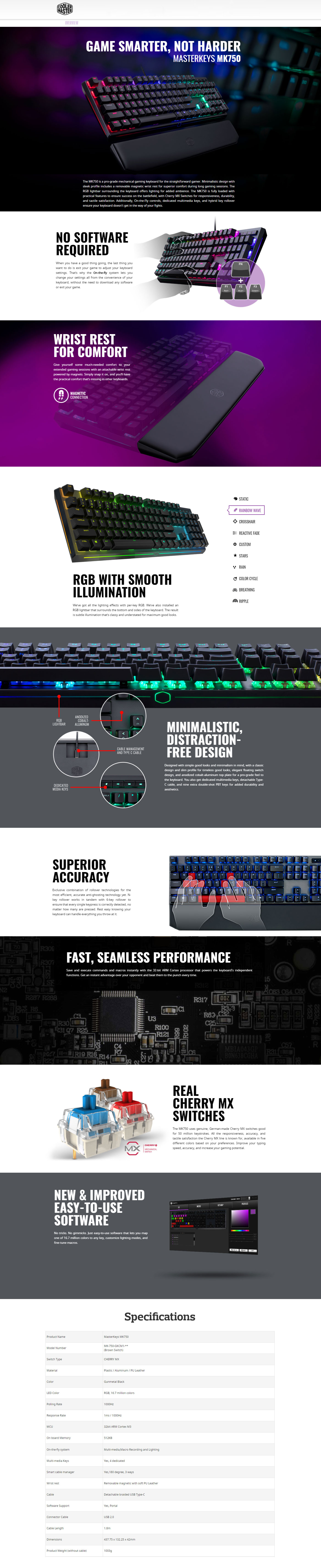  Buy Online Cooler Master MasterKeys MK750 Mechanical Gaming Keyboard -Brown Switch (MK-750-GKCM1-US)